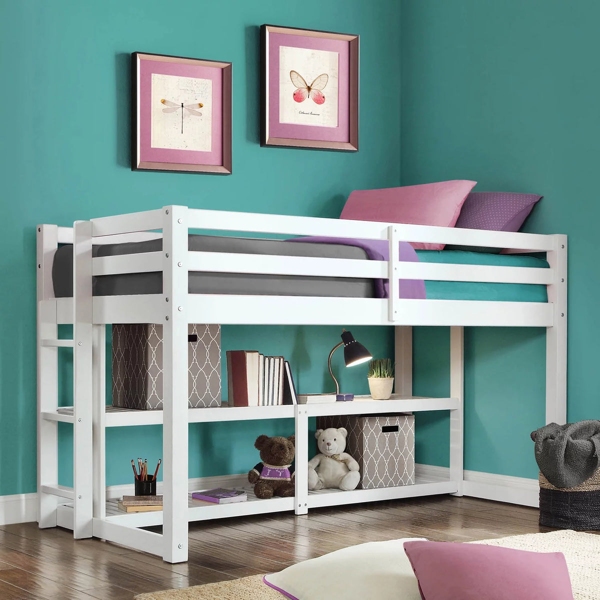 Black Twin Loft Storage Bed K953801
