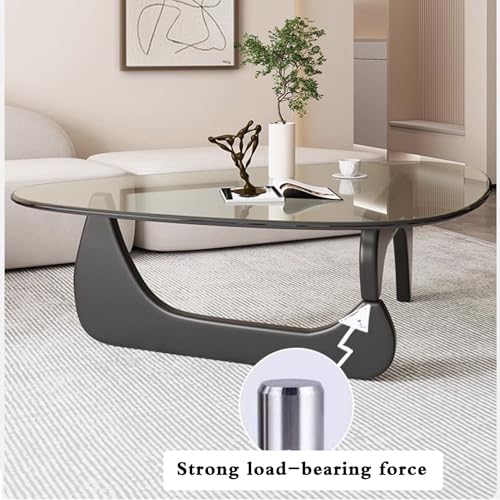 Transparent Black Glass Coffee Table with Solid Wood Frame J903133
