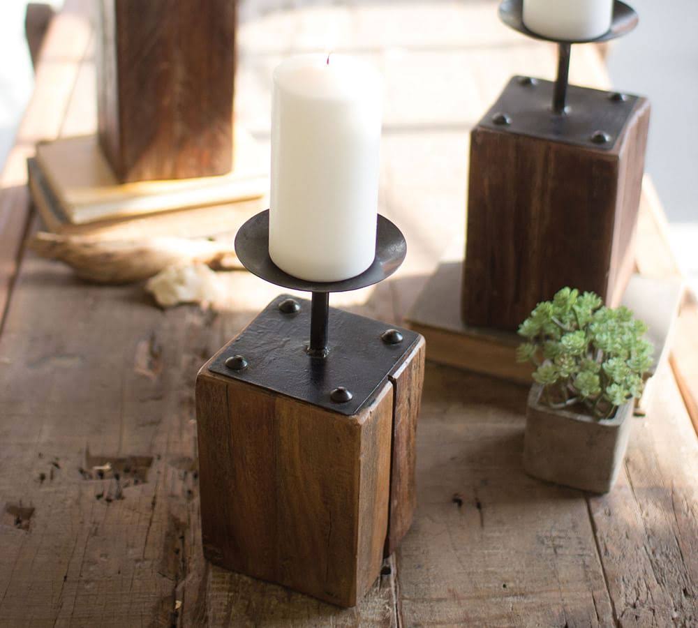 Recycled Wood Candle Holders P5776