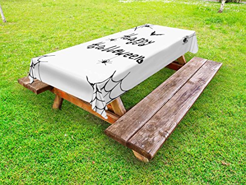 Halloween Outdoor Tablecloth, 58" X 84", White Black W142942