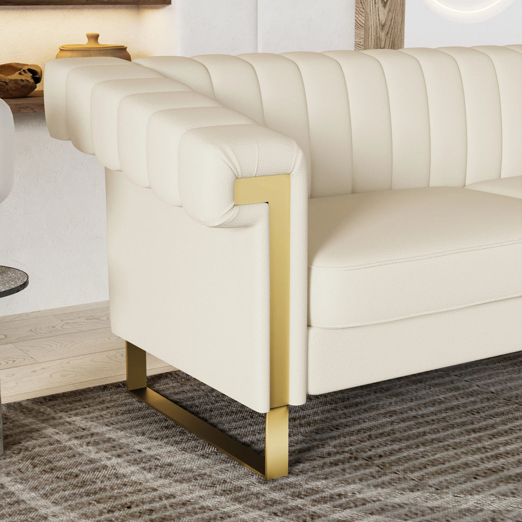 3 Seater Faux Leather Sofa with Removable Cushions I7731