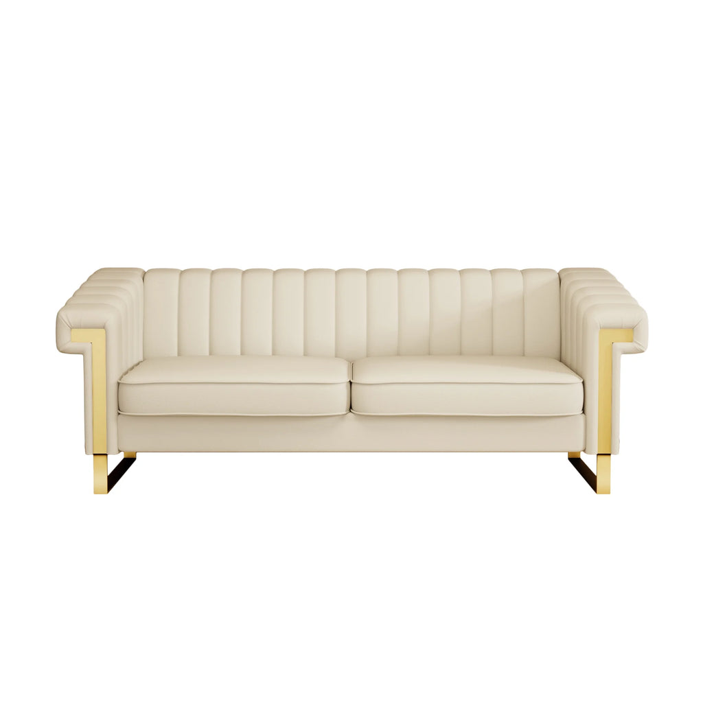 3 Seater Faux Leather Sofa with Removable Cushions I7731