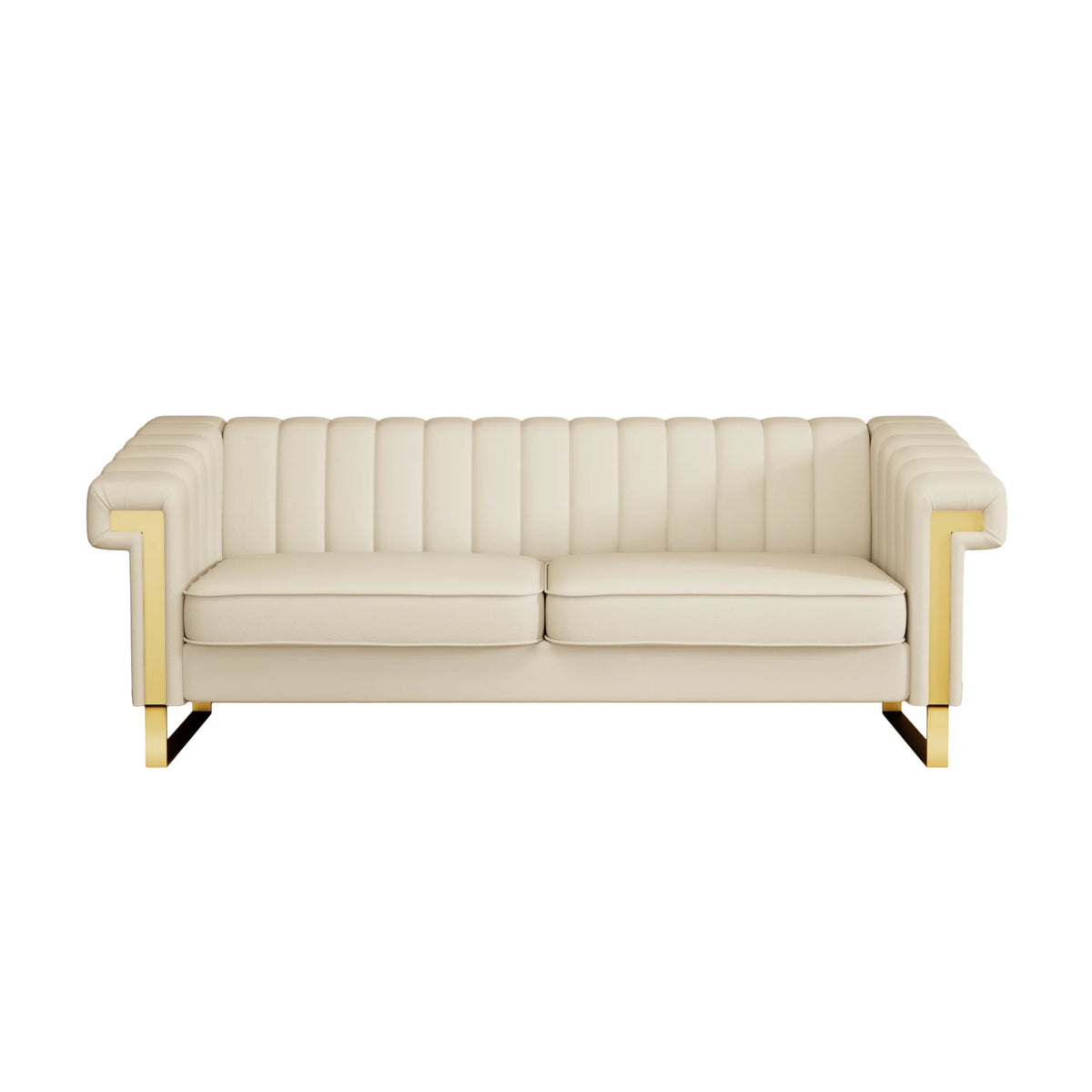 3 Seater Faux Leather Sofa with Removable Cushions I7731