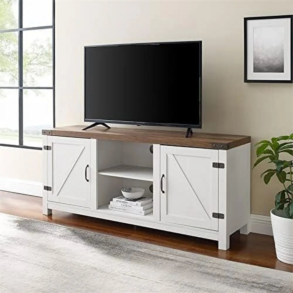 Rustic Wood TV Stand Up To 65" Brushed White Oak P768529