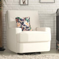White Linen Swivel Glider Recliner Chair I241544