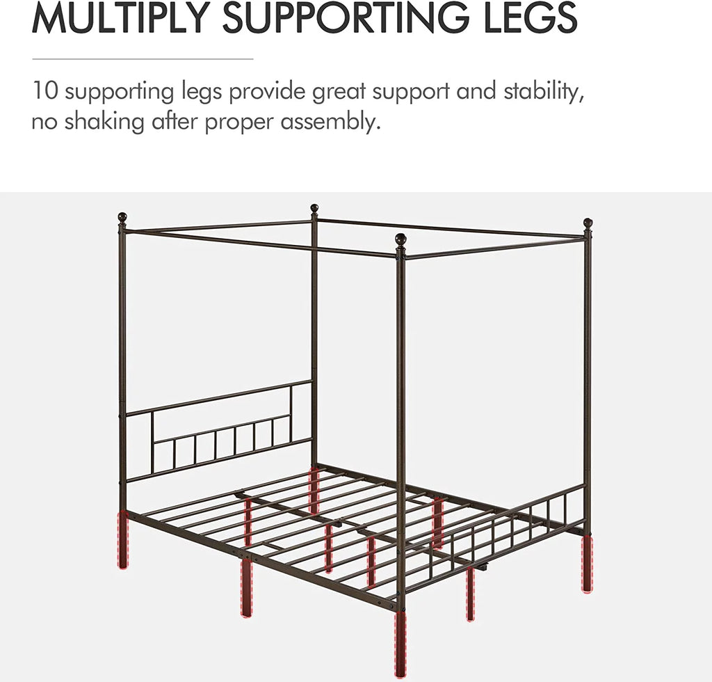 Queen Bronze Metal Canopy Bed Frame R335