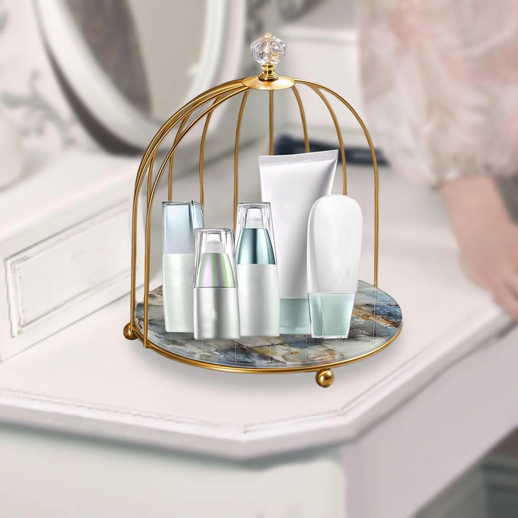 2Pcs Iron Bird Cage Perfume Makeup Holder Organizer Rack Z326
