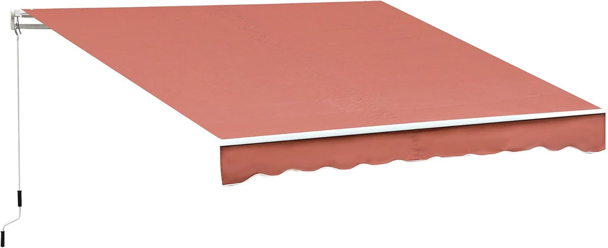 10' x 8' Manual Retractable Awning with UV Protection, Red Stripe W23570