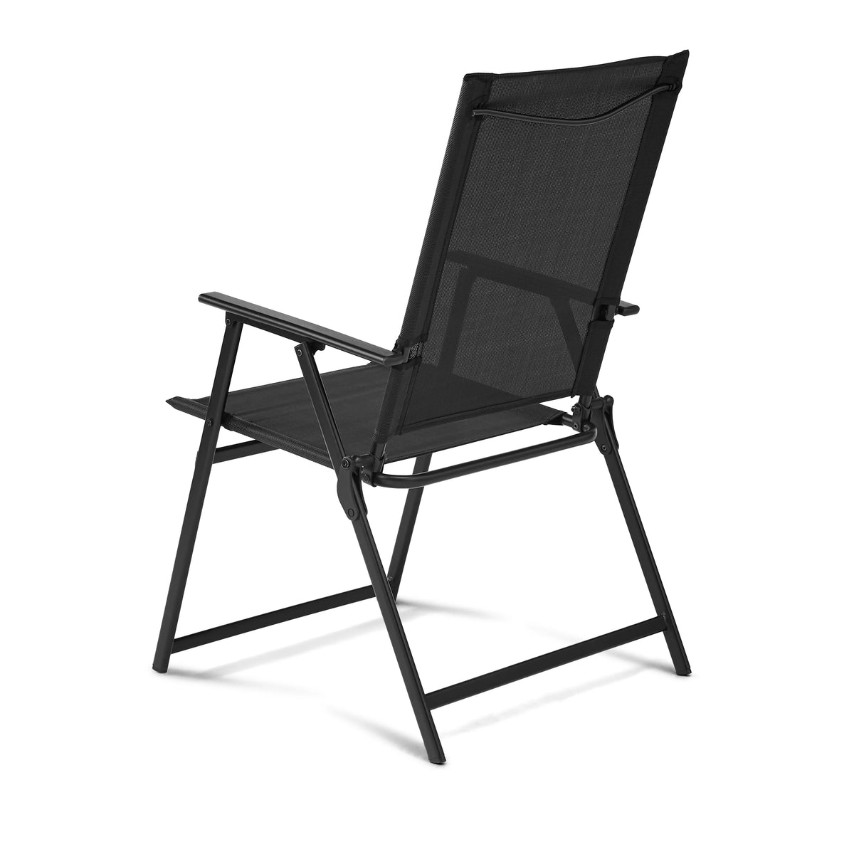 Black Steel and Sling Folding Outdoor Armchair Set of 2 H37355