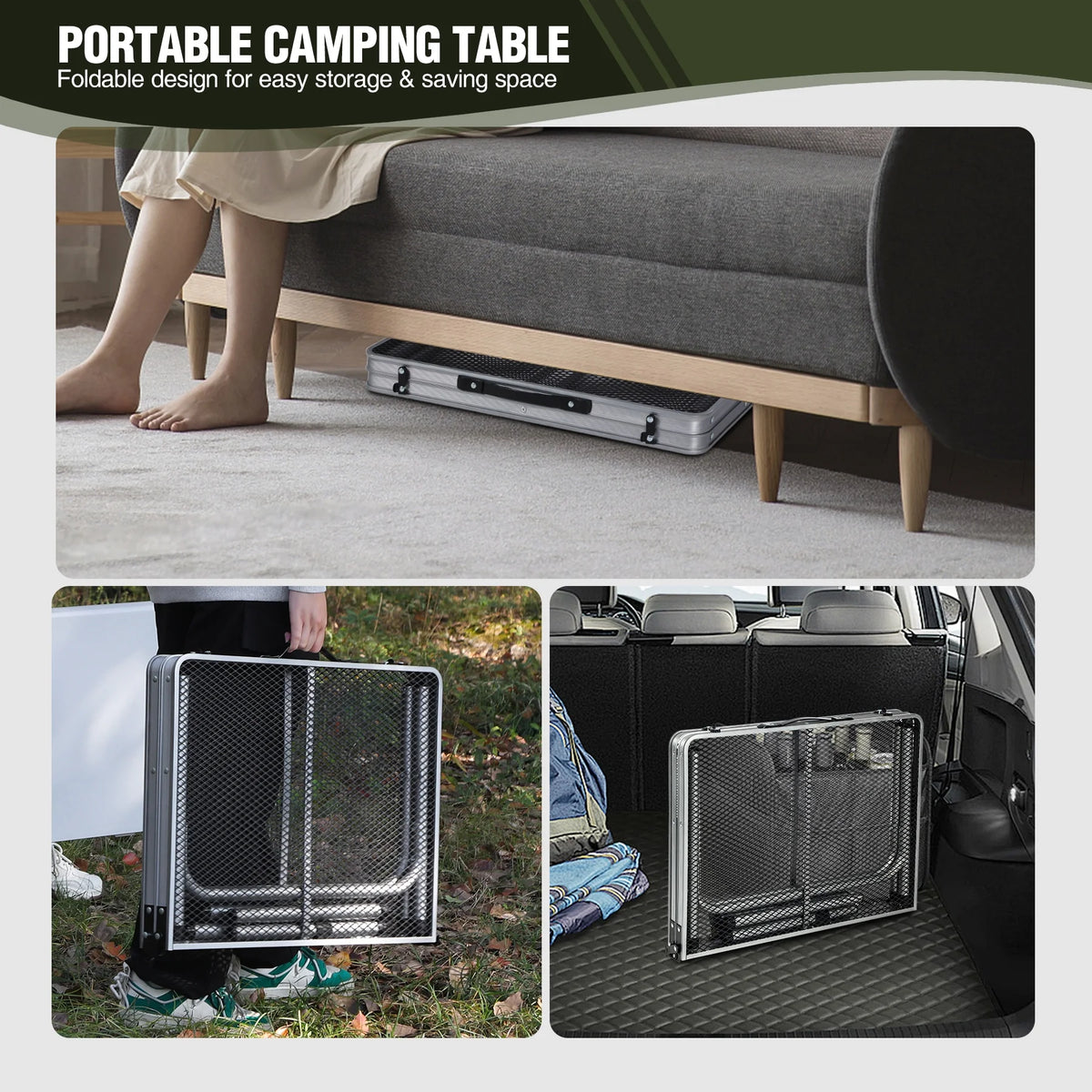 Folding Portable Aluminum Grill Table with Adjustable Height Legs V812553
