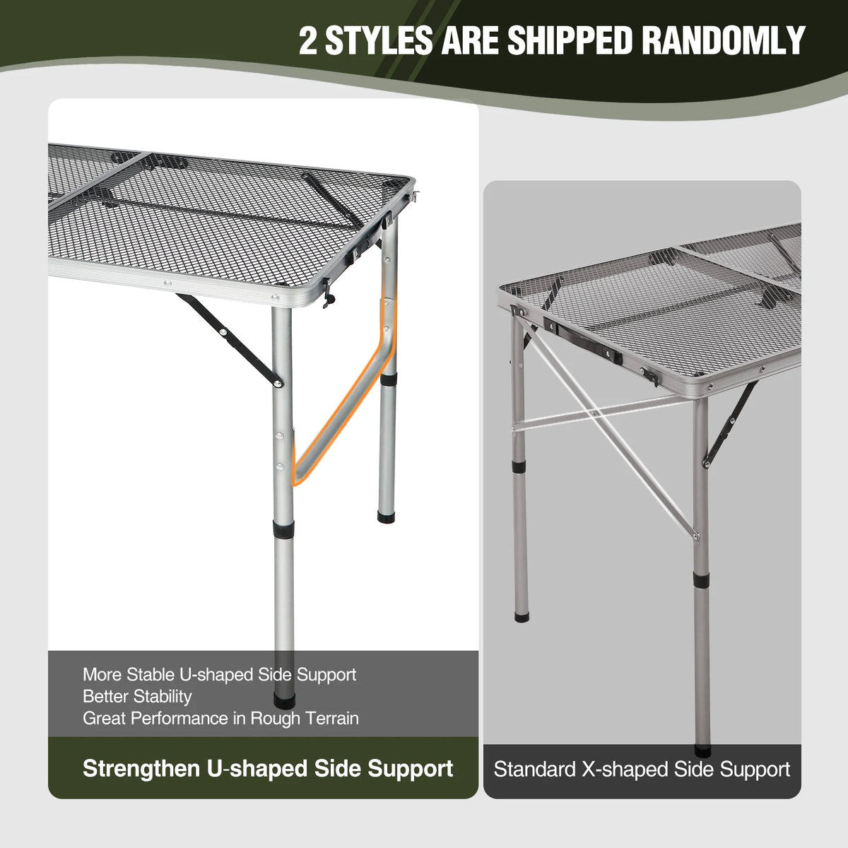 Folding Portable Aluminum Grill Table with Adjustable Height Legs V812553