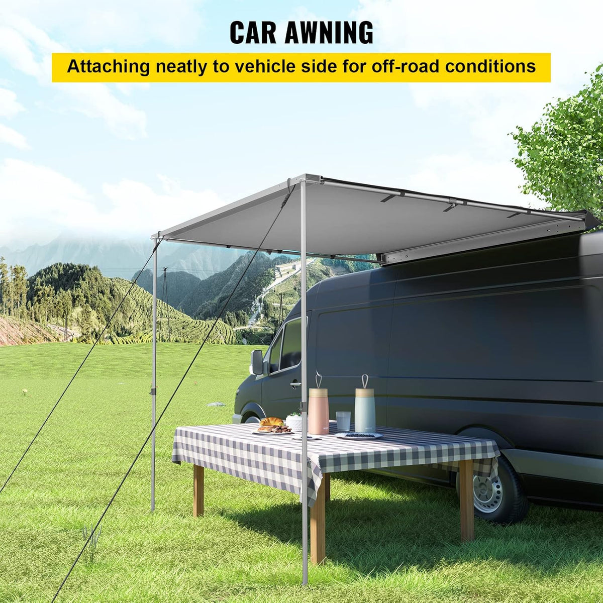 6.5'x6.5' Waterproof UV50+ Retractable Car Side Awning with Carry Bag X997867