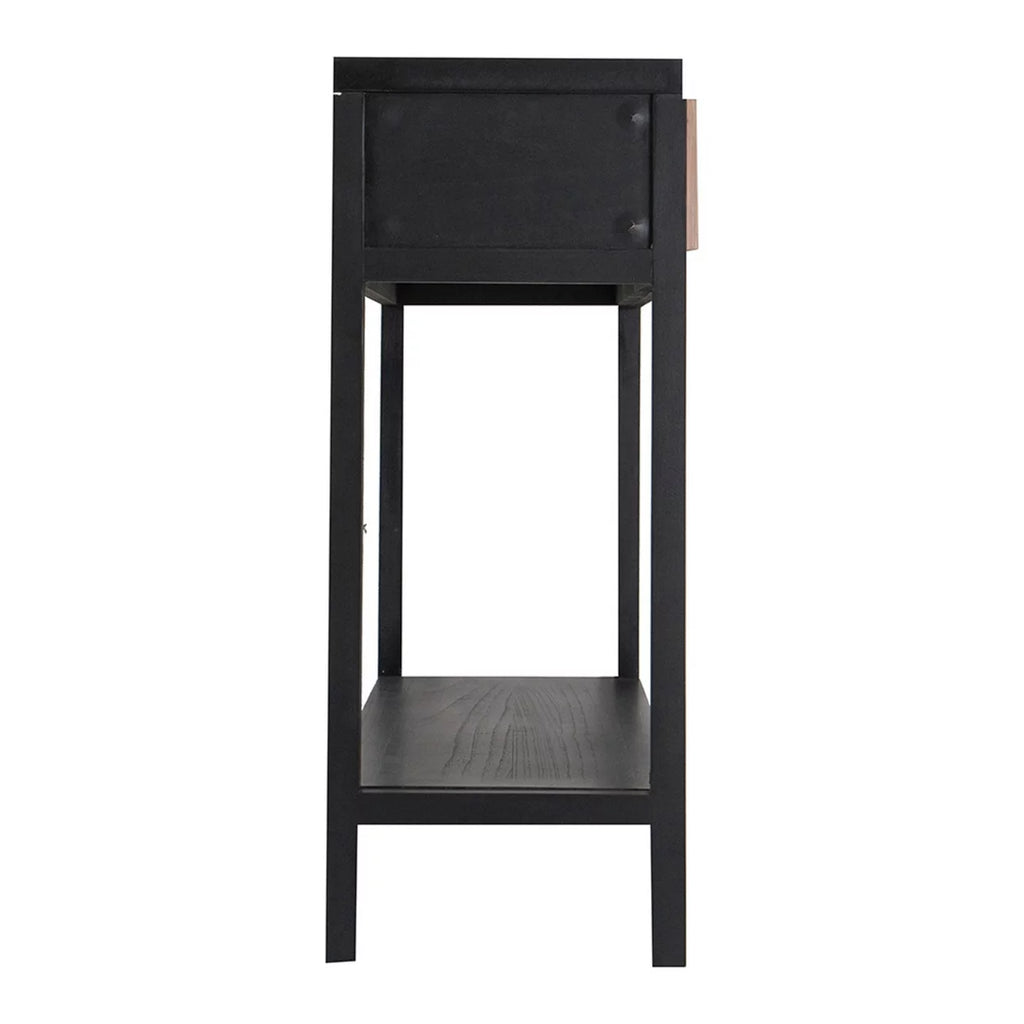 Black Finish Sofa Console Table with 2 Rattan Drawers X315