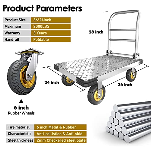 Portable Folding Flatbed Cart with 5'' Wheels V6954
