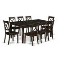 9 piece Cappuccino Dining Table with Leaf and 8 Chairs G4886