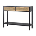 Black Finish Sofa Console Table with 2 Rattan Drawers X315