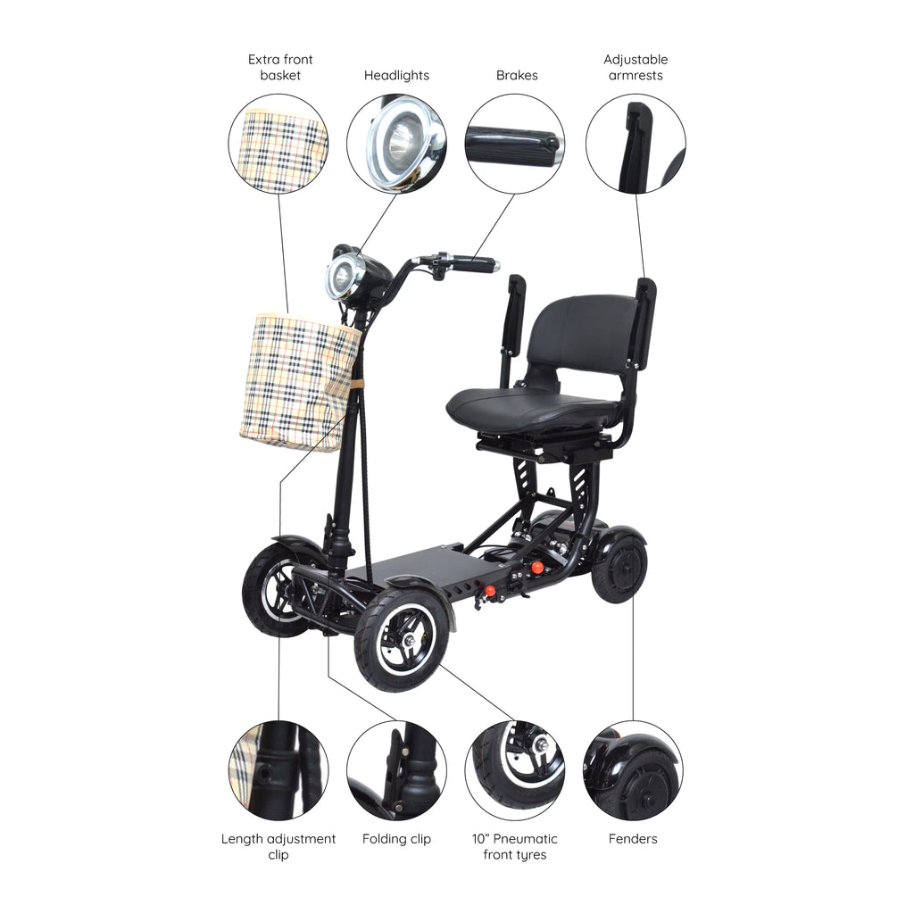 Compact Electric Scooter with Adjustable Seat and Padded Armrests E1276