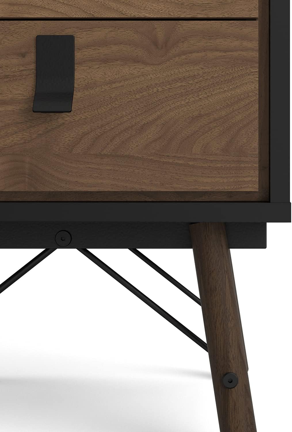 Black Matte 2 Drawer Nightstand B4258