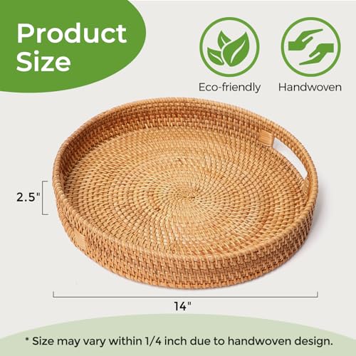 14 Inch Round Serving Tray with Cut Out Handles I764960