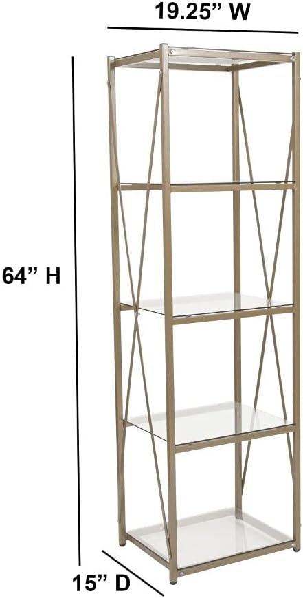 4 Shelf Glass Bookcase S790