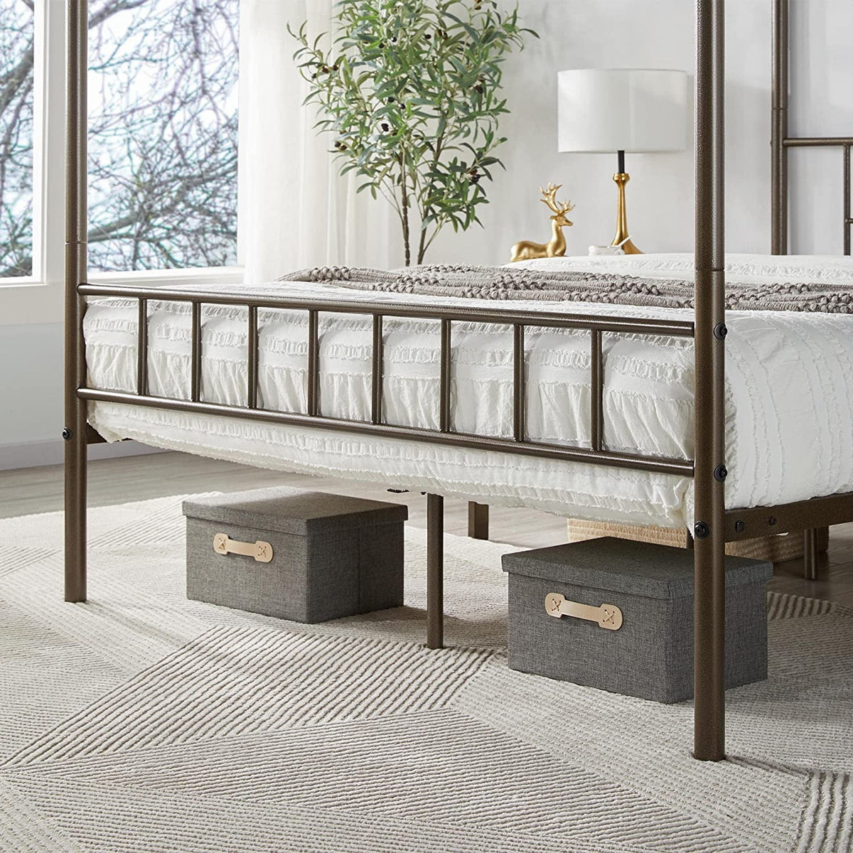 Queen Bronze Metal Canopy Bed Frame R335