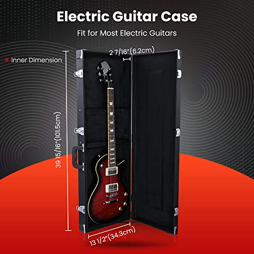 Black Wooden Electric Guitar Hard Case with Lock Latch Key M9115