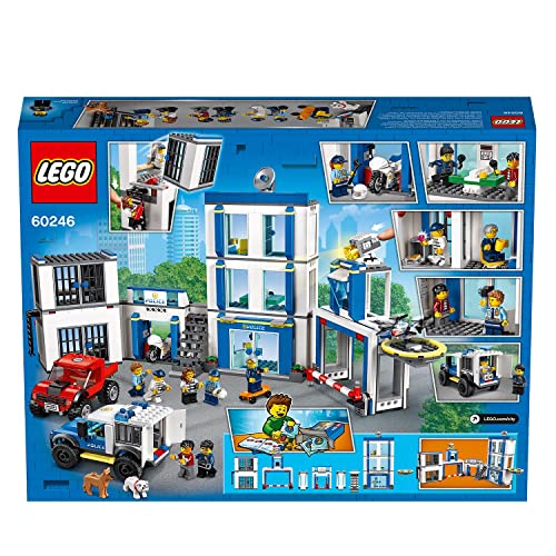 LEGO City Police Station Building Set with 2 Truck Toys, Light & Sound Bricks, Drone and Motorbike J147256