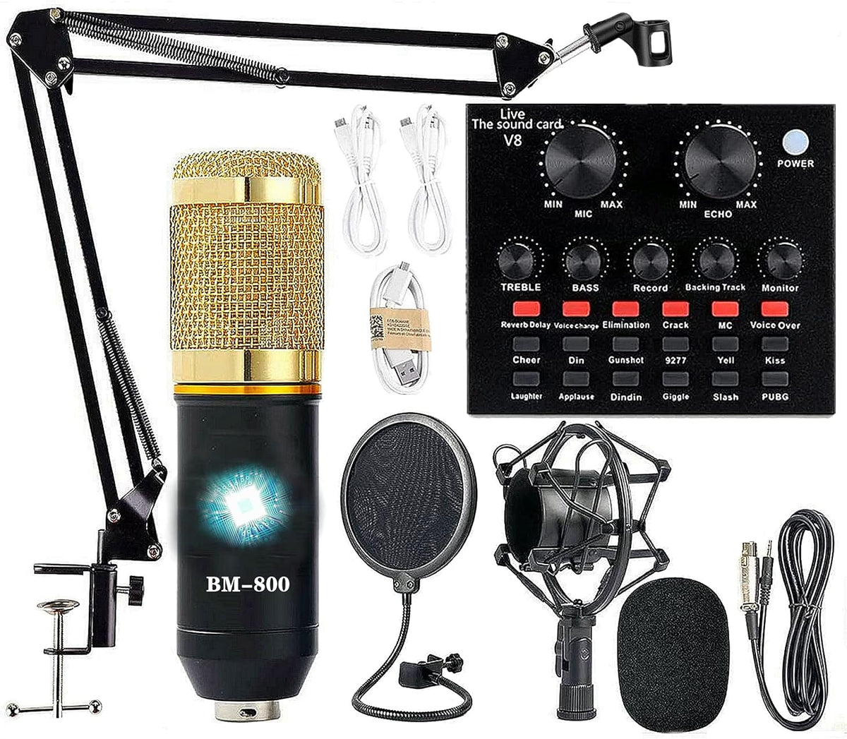 Podcast Equipment Bundle with Voice Changer Live Sound Card Audio Interface Pack of 2 L415
