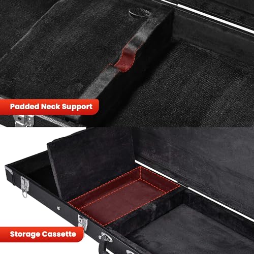 Black Wooden Electric Guitar Hard Case with Lock Latch Key M9115