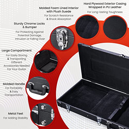 Black Wooden Electric Guitar Hard Case with Lock Latch Key M9115