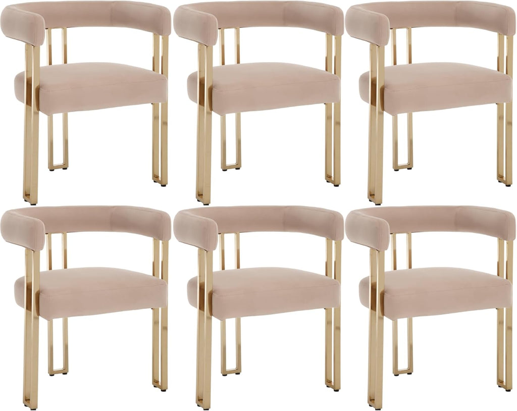 Set of 6 Velvet Khaki Dining Chairs M952715