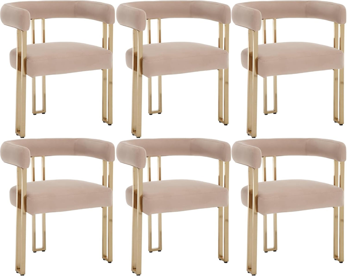 Set of 6 Velvet Khaki Dining Chairs M952715