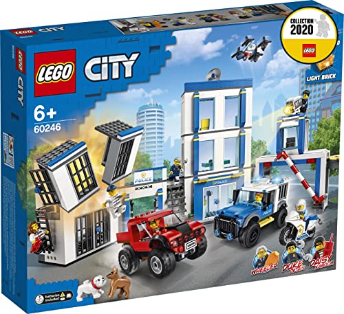 LEGO City Police Station Building Set with 2 Truck Toys, Light & Sound Bricks, Drone and Motorbike J147256