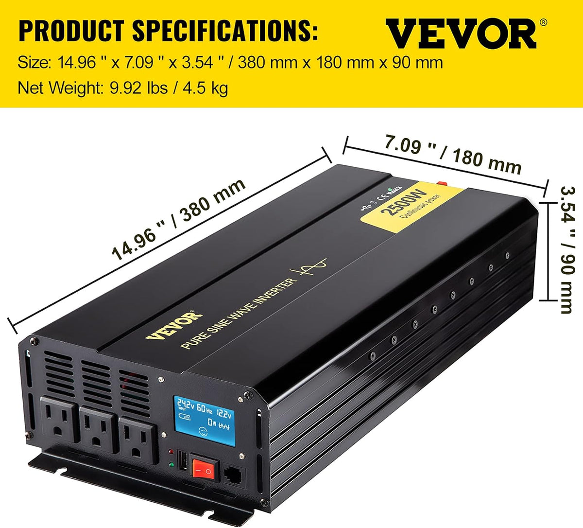 2500 Watt Pure Sine Wave Power Inverter R1170