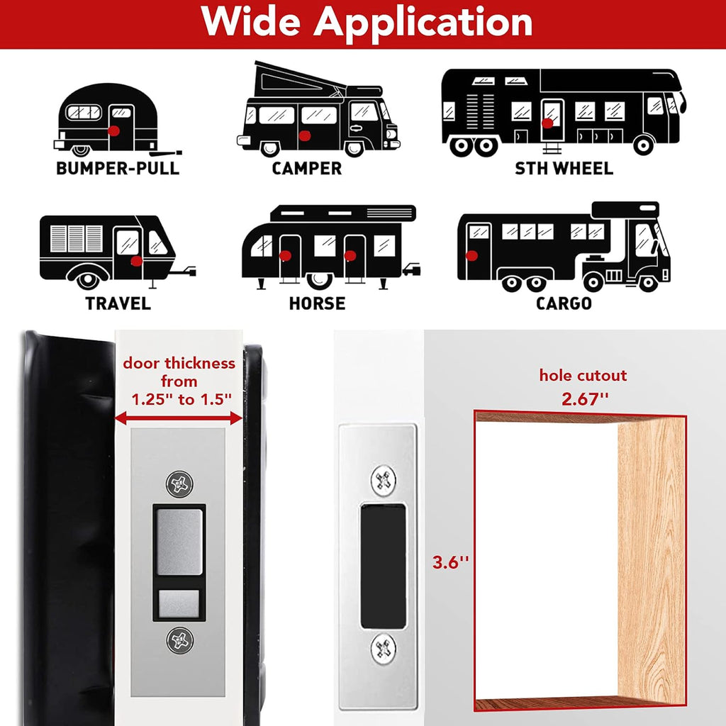 Black Zinc Alloy RV Entry Door Lock with Paddle Deadbolt 4 Keys Q475