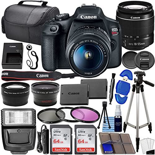 Canon EOS Rebel T7 DSLR Camera Bundle with 18-55mm Lens and 64GB Memory Cards C5465