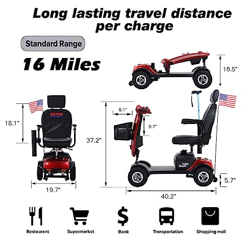 Red 4 Wheel Mobility Scooter Y8035