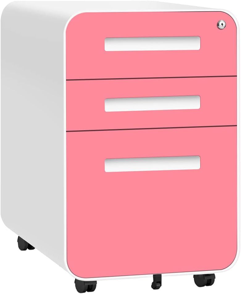 3 Drawer Locking Metal Rolling File Cabinet with Wheels O17087