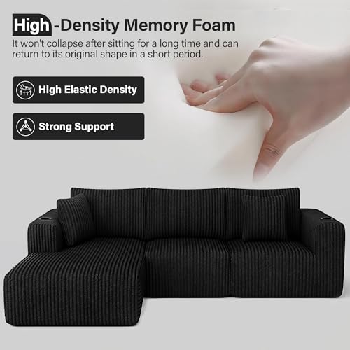 Modular Sectional Sofa with Deep Seat, Cup Holder, Memory Foam, Corduroy B294124