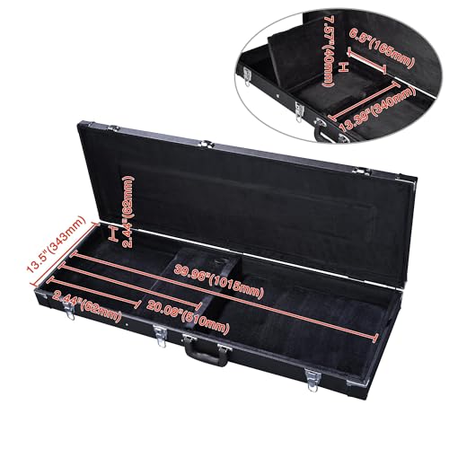 Black Wooden Electric Guitar Hard Case with Lock Latch Key M9115