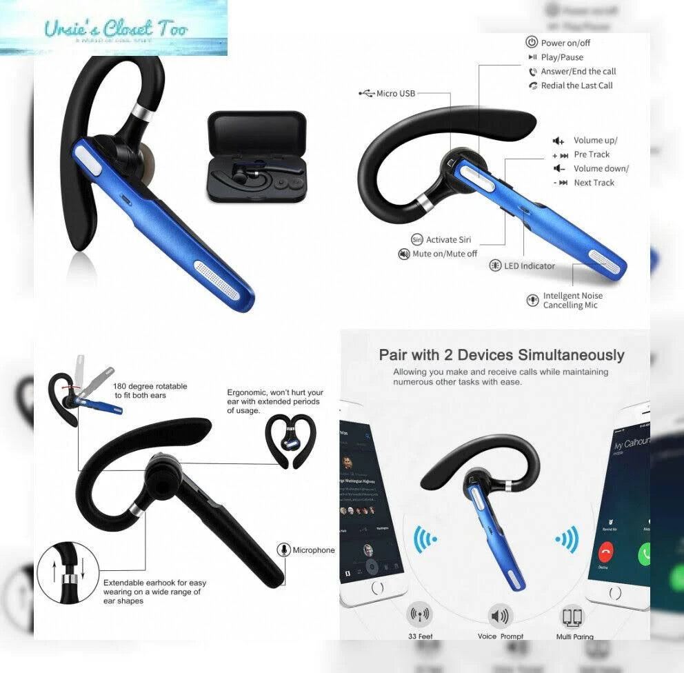 Wireless Bluetooth Headset with Noise Canceling Mic B229