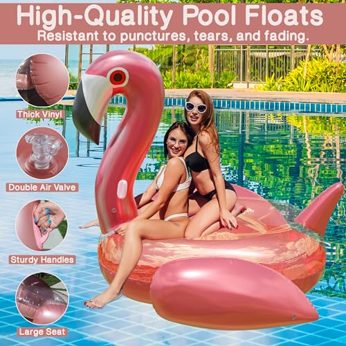 Huge 78 x 70 Pink Flamingo Pool Float W58156