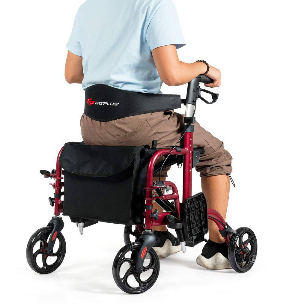 Red Aluminum Adjustable Rollator Walker K7467