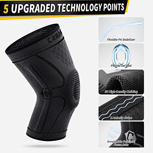 2 Pack Knee Compression Sleeves with Side Stabilizers & Patella Gel Pad N6082
