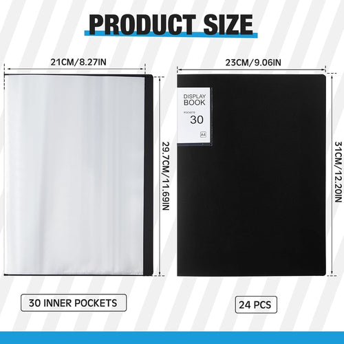 24 Pcs Black 30 Pocket Art Portfolio Binder Y372