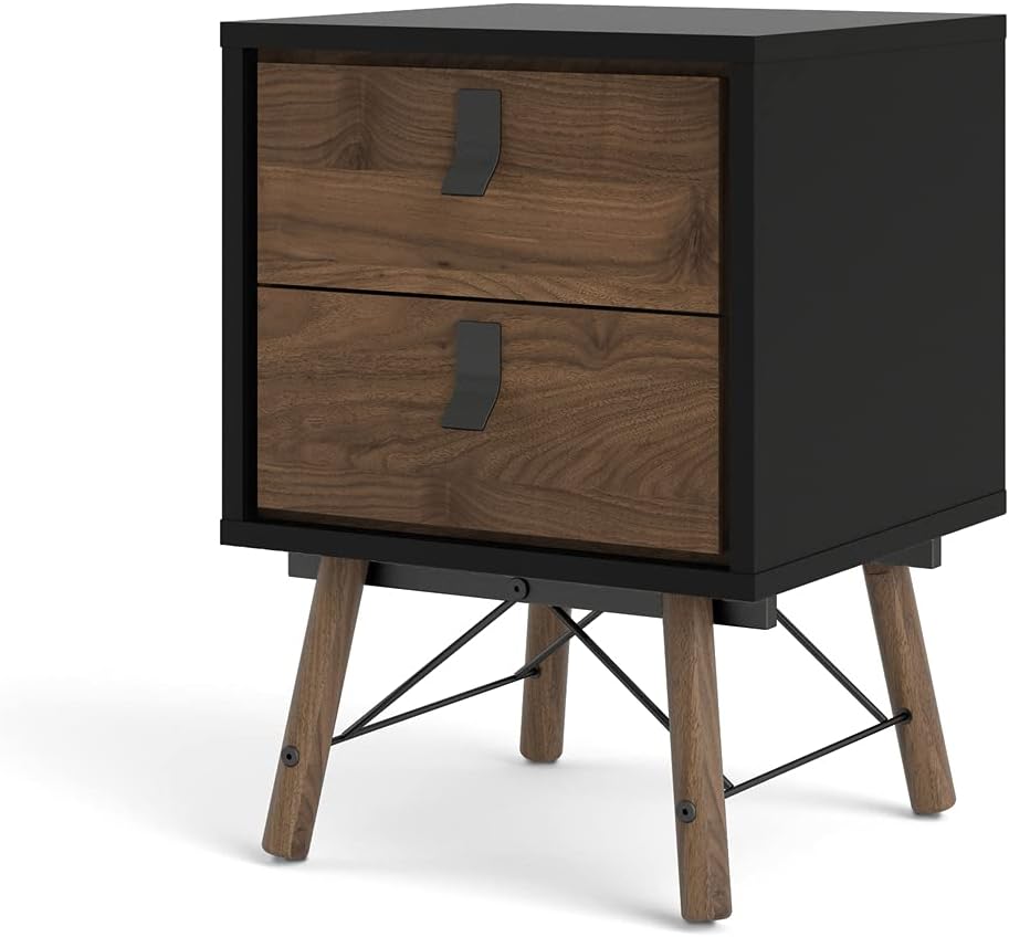 Black Matte 2 Drawer Nightstand B4258