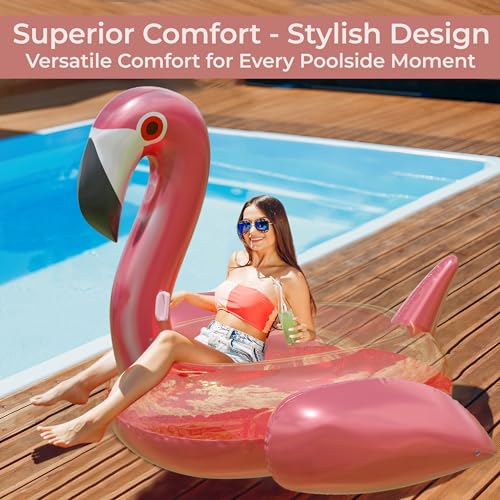Huge 78 x 70 Pink Flamingo Pool Float W58156