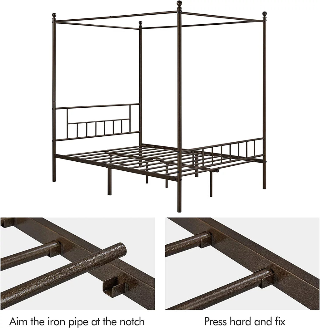 Queen Bronze Metal Canopy Bed Frame R335