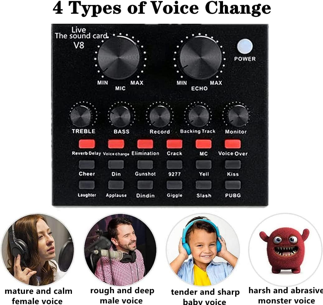 Podcast Equipment Bundle with Voice Changer Live Sound Card Audio Interface Pack of 2 L415