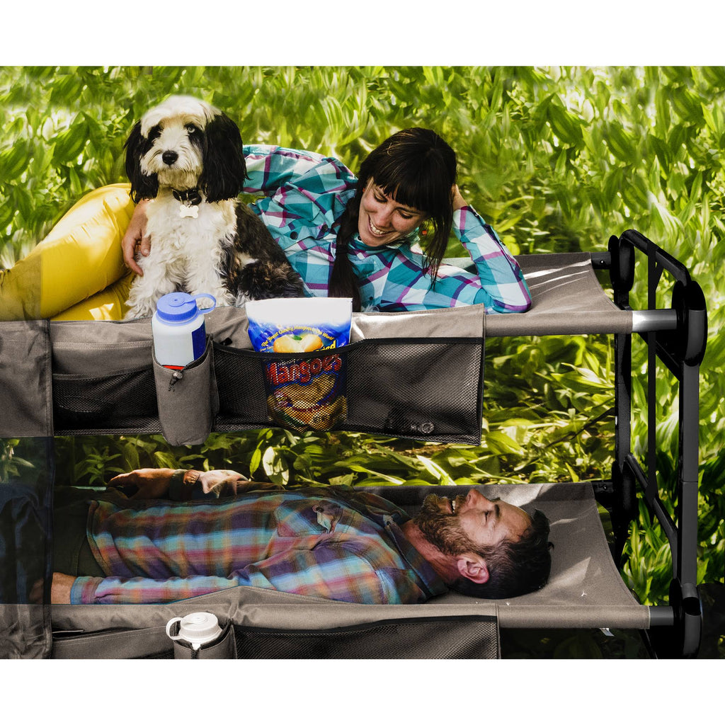 Tan Double Camping Cot with Organizers B294515